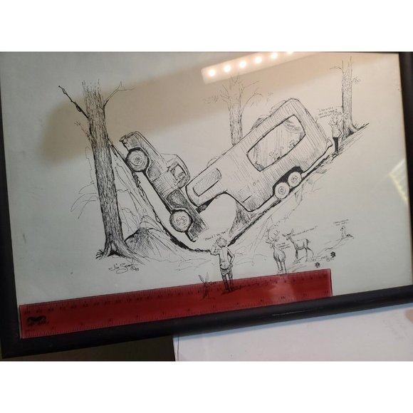 Jim Snook 1993 Truck stuck camper Signed Print 17"X11"  in frame - Picture 12 of 12